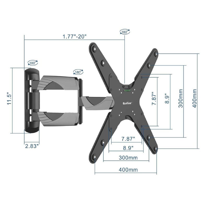 QualGear Qg-TM-A-012 Universal Ultra Slim Low Profile Articulating Wall Mount for 23-55 Inches LED TVs, Black [UL Listed] - Image 2